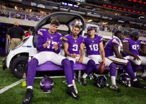 Blair Walsh & Jeff Locke of the Vikings in a 2016 preseason game.